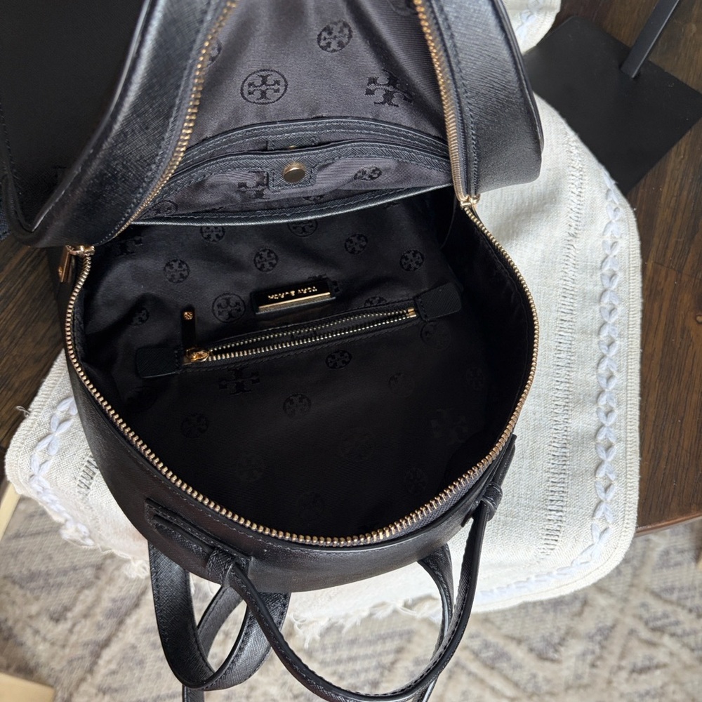 Tory Burch Emerson Saffiano Leather Backpack with Gold Hardware - Picture 5 of 10